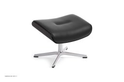 Timeout fodskammel, Eg sortbejdset, X-fod aluminium, L�der | Fantasy Black 89 | Conform