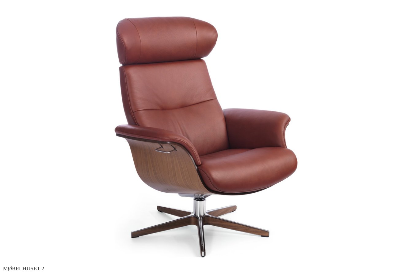 Timeout l�nestol, Valn�d, Drejefod tr�/aluminium, L�der | Bolzano Bordeaux 38 | Conform