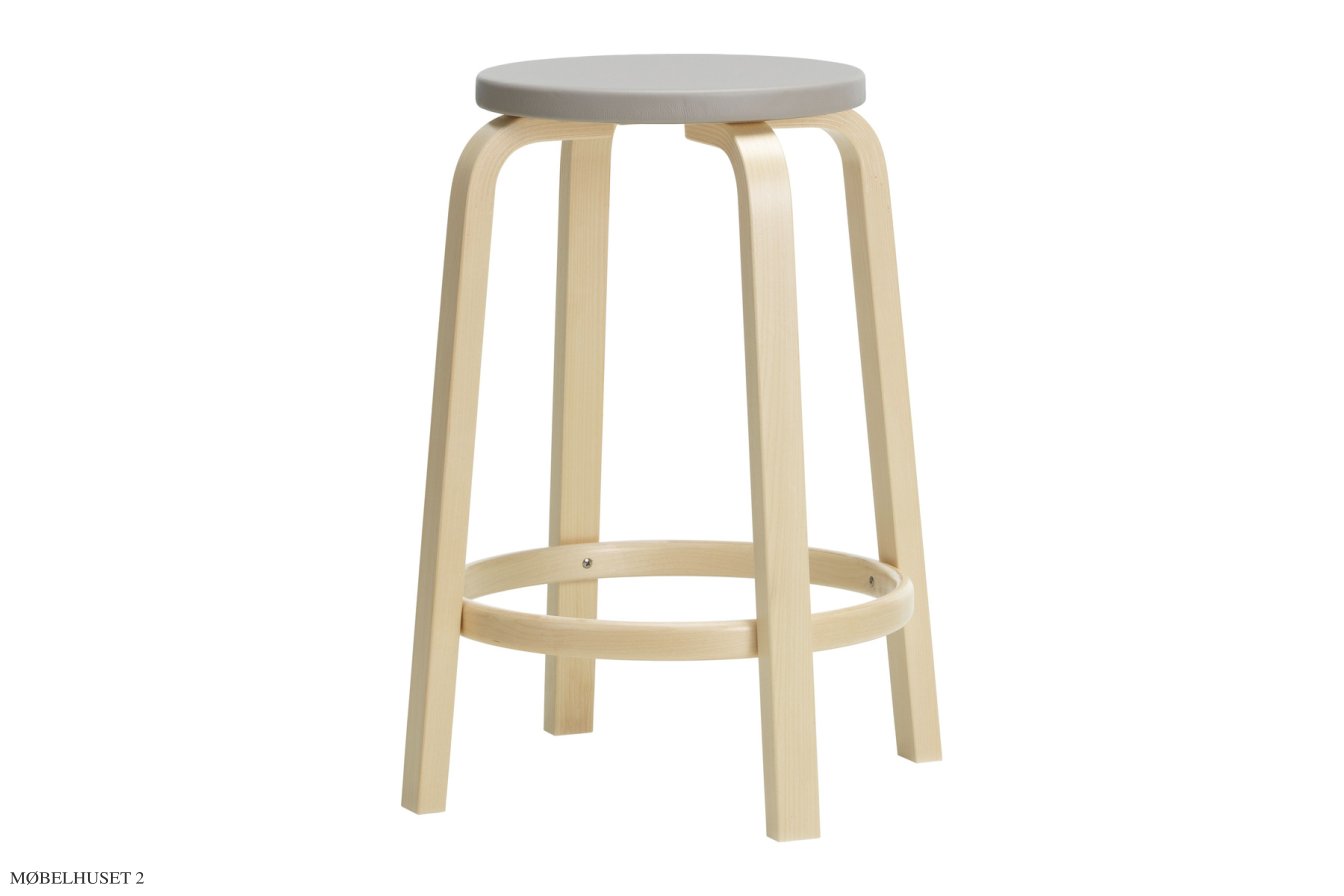 Bar Stool 64 | Farbe, Birke/Leder Prestige beige, �52 x H65 cm | Artek
