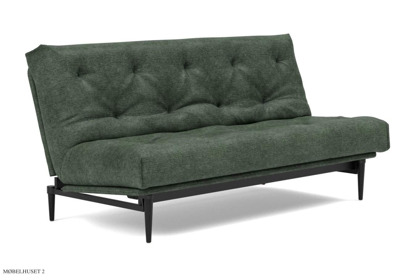 Colpus Schlafsofa, Schwarze Eiche / schwarzes Metall, Avella Pine Green 281 | Innovation Living