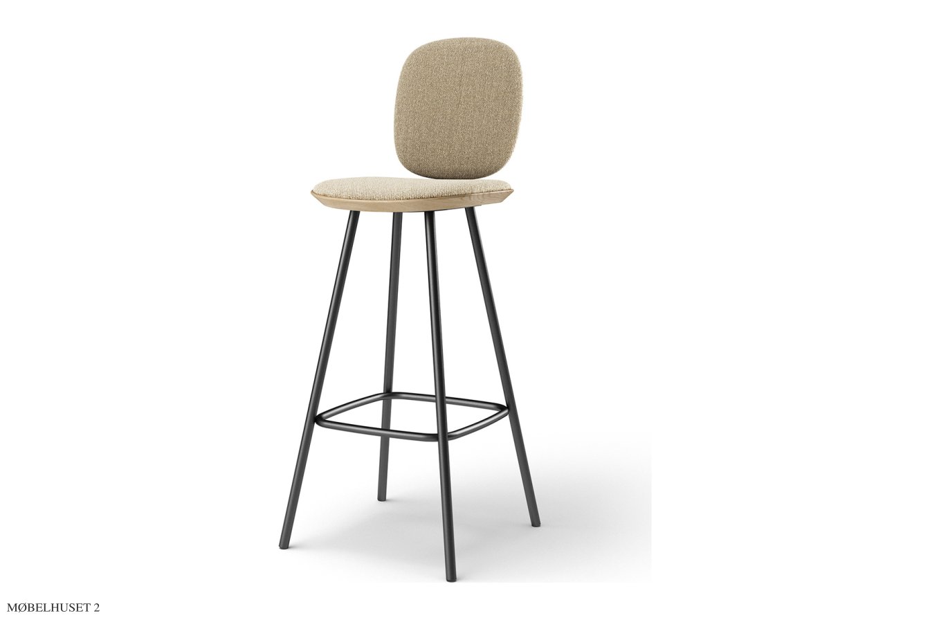 Pauline Comfort barstol, Barh�he 75 cm, Metallbeine, Eiche ge�lt, Stoff | Cream (Kvadrat Moss) | Brdr. Kr�ger
