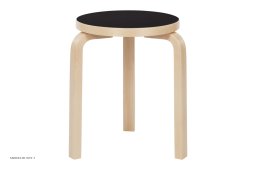 Stool 60 | Farve, Birk/sort linoleum | Artek
