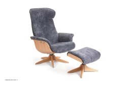 Timeout l�nestol, Eg lak, Drejefod i tr�, F�reskind | Sheepskin Charcoal | Conform