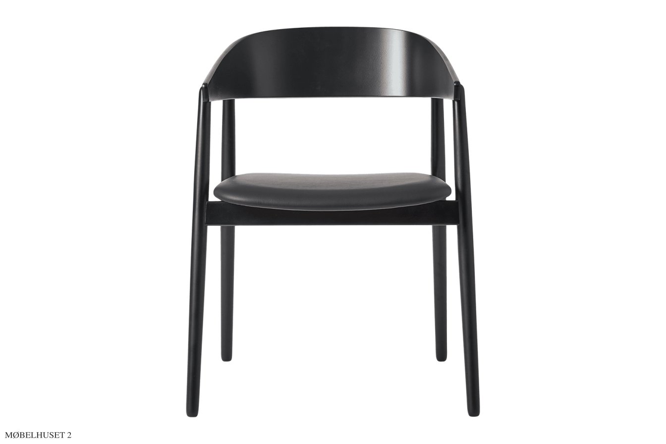AC2 Stol b�g, Buche schwarz matt lackiert, Leder schwarz | Andersen Furniture