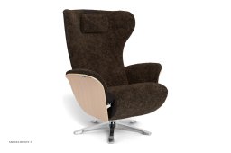 Aviora recliner l�nestol, Eg ubehandlet, Drejefod aluminium, F�reskind | Sheepskin Espresso | Conform
