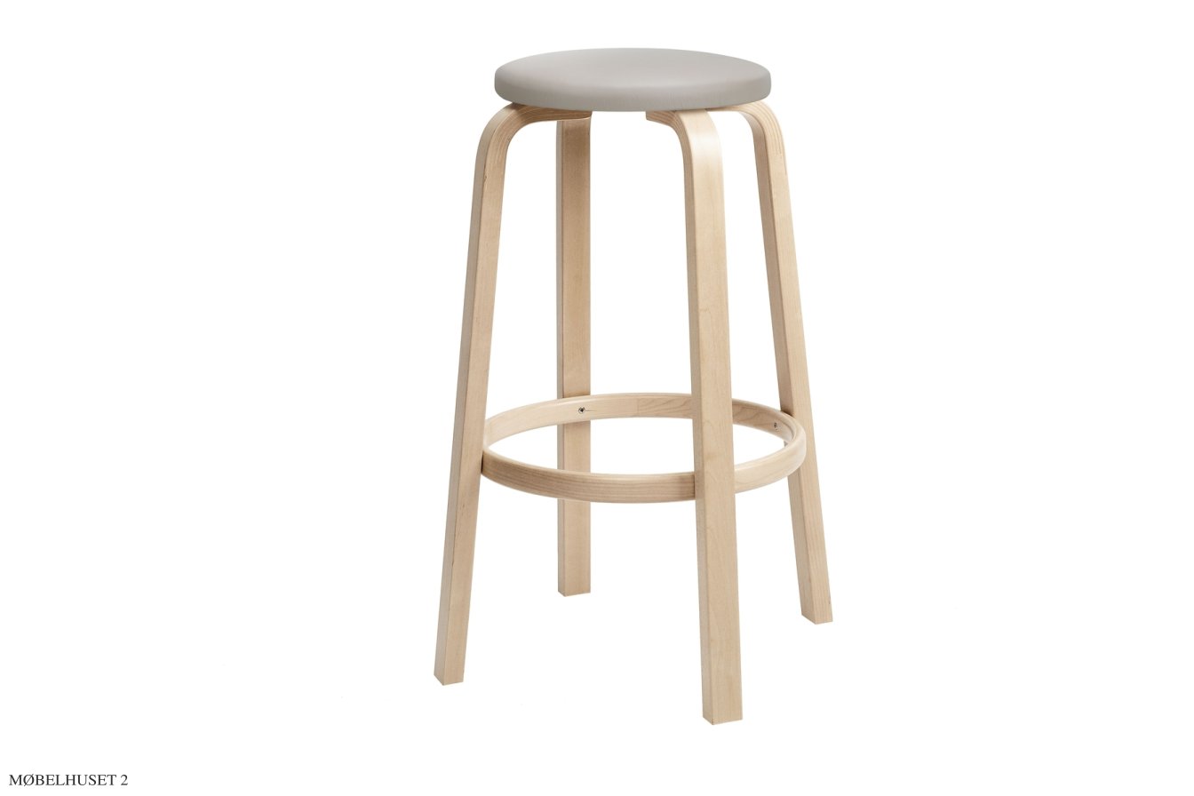 Bar Stool 64 | Farbe, Birke/Leder Prestige beige, �54,5 x H75 cm | Artek