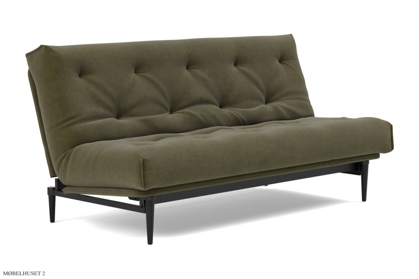 Colpus Schlafsofa, Schwarze Eiche / schwarzes Metall, Cordufine Pine Green 316 | Innovation Living