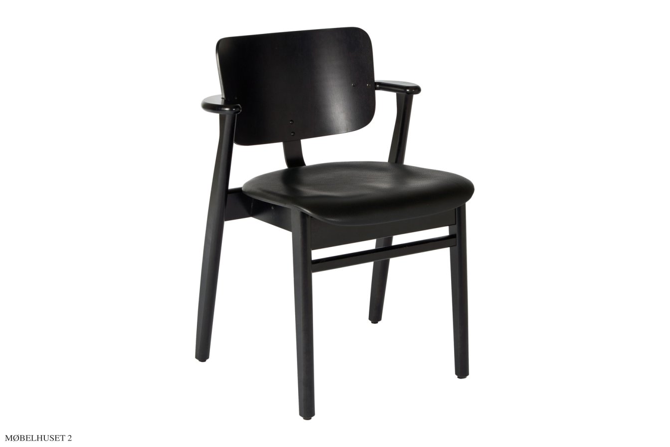Domus Chair armstol, Sort bejdse birk | s�de Prestige l�der sort | Artek