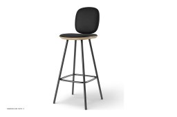 Pauline Comfort barstol, Barh�he 75 cm, Metallbeine, Eiche ge�lt, Leder | Black | Brdr. Kr�ger