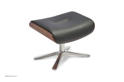 Timeout fodskammel, Valn�d, Quattro x-fod aluminium, L�der | Fantasy Black 89 | Conform