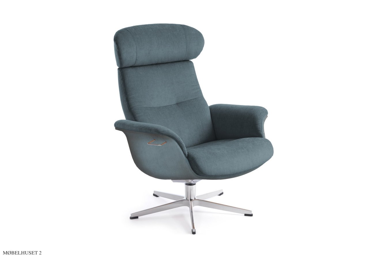Timeout l�nestol, Helpolstret, Drejefod aluminium, Stof | Evita Petrol 39 | Conform