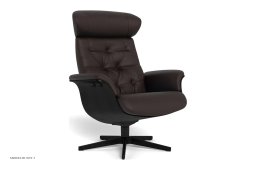 Timeout med indtr�kninger l�nestol, Eg sortbejdset, Drejefod tr�/sort aluminium, L�der | Fantasy Brown 67 | Conform