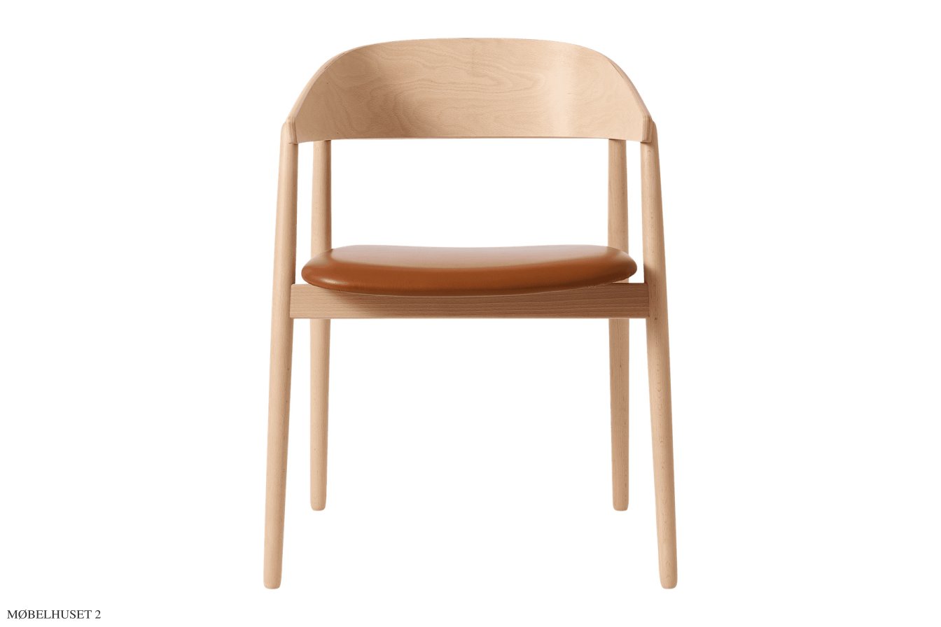 AC2 Stol b�g, Buche wei� pigmentiert, Leder cognac | Andersen Furniture