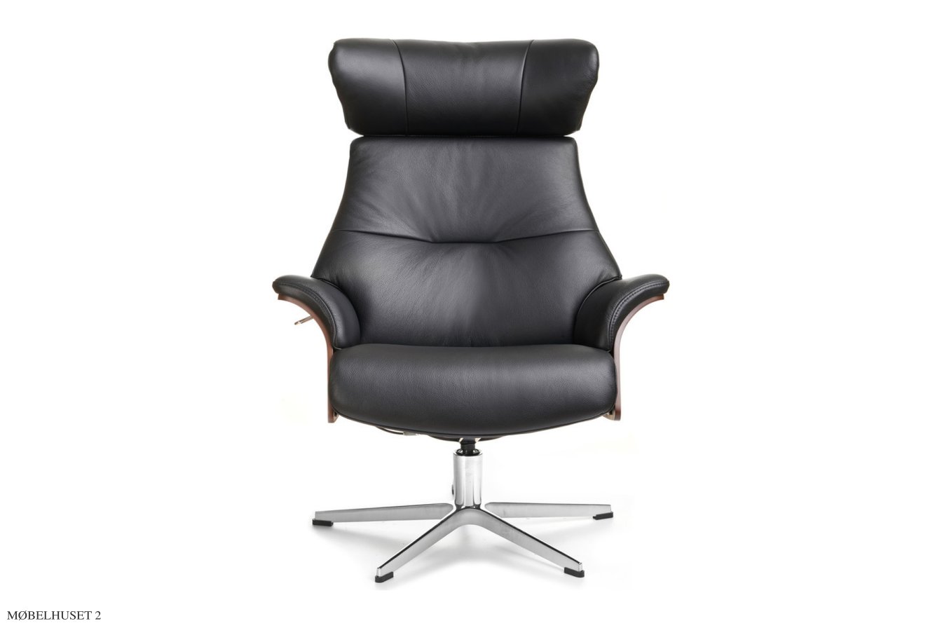 Air l�nestol, Valn�d, Drejefod aluminium, L�der | Fantasy Black 89 | Conform