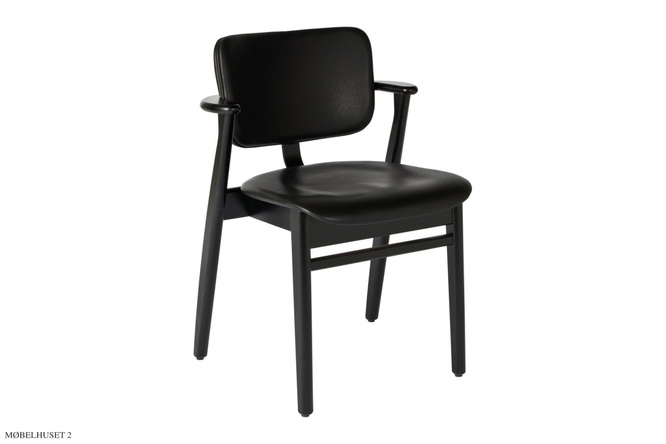 Domus Chair armstol, Sort bejdse birk | s�de og ryg Prestige l�der sort | Artek