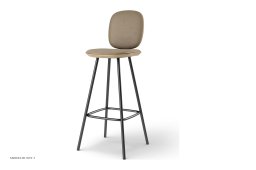 Pauline Comfort barstol, Barh�he 75 cm, Metallbeine, Eiche ge�lt, Leder | Almond | Brdr. Kr�ger