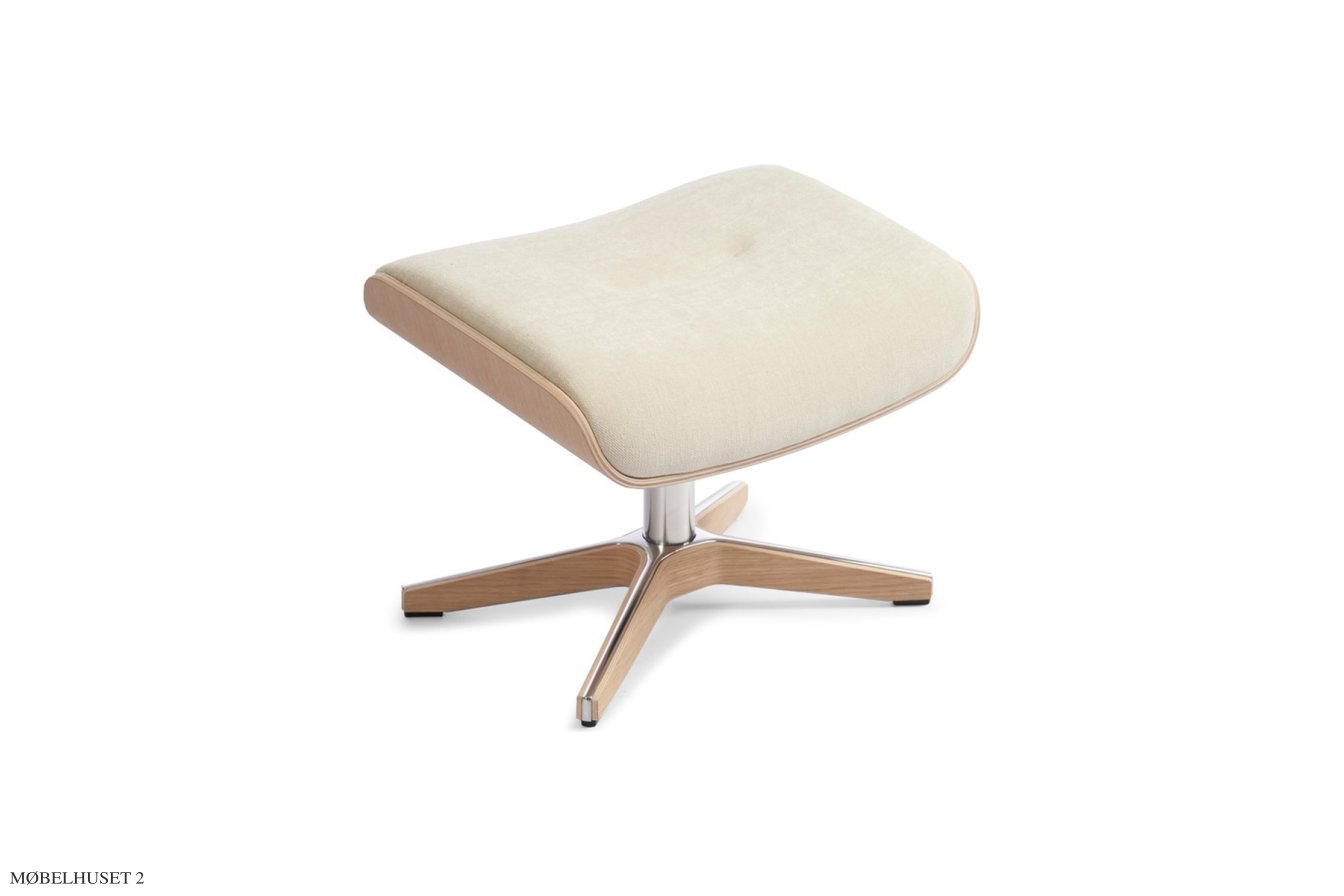 Timeout fodskammel, Eg ubehandlet, X-fod tr�/aluminium, Stof | Velvety Ivory 03 | Conform
