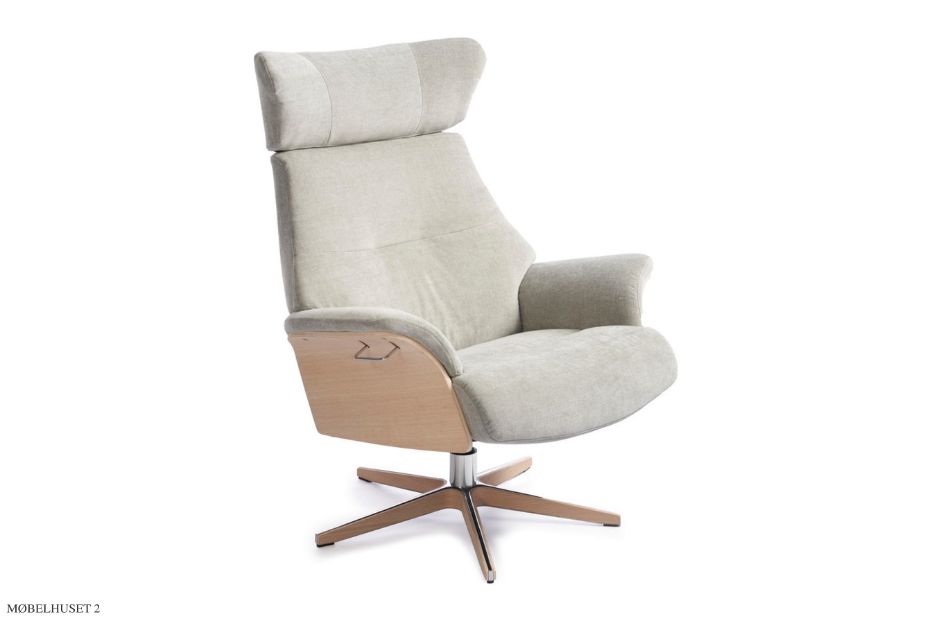 Air l�nestol, Eg ubehandlet, Drejefod tr�/aluminium, Stof | Velvety Stone 73 | Conform