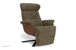 Timeout l�nestol med indbygget fodskammel, Valn�d, Quattro drejefod sort aluminium, Stof | Alice Brown 65 | Conform