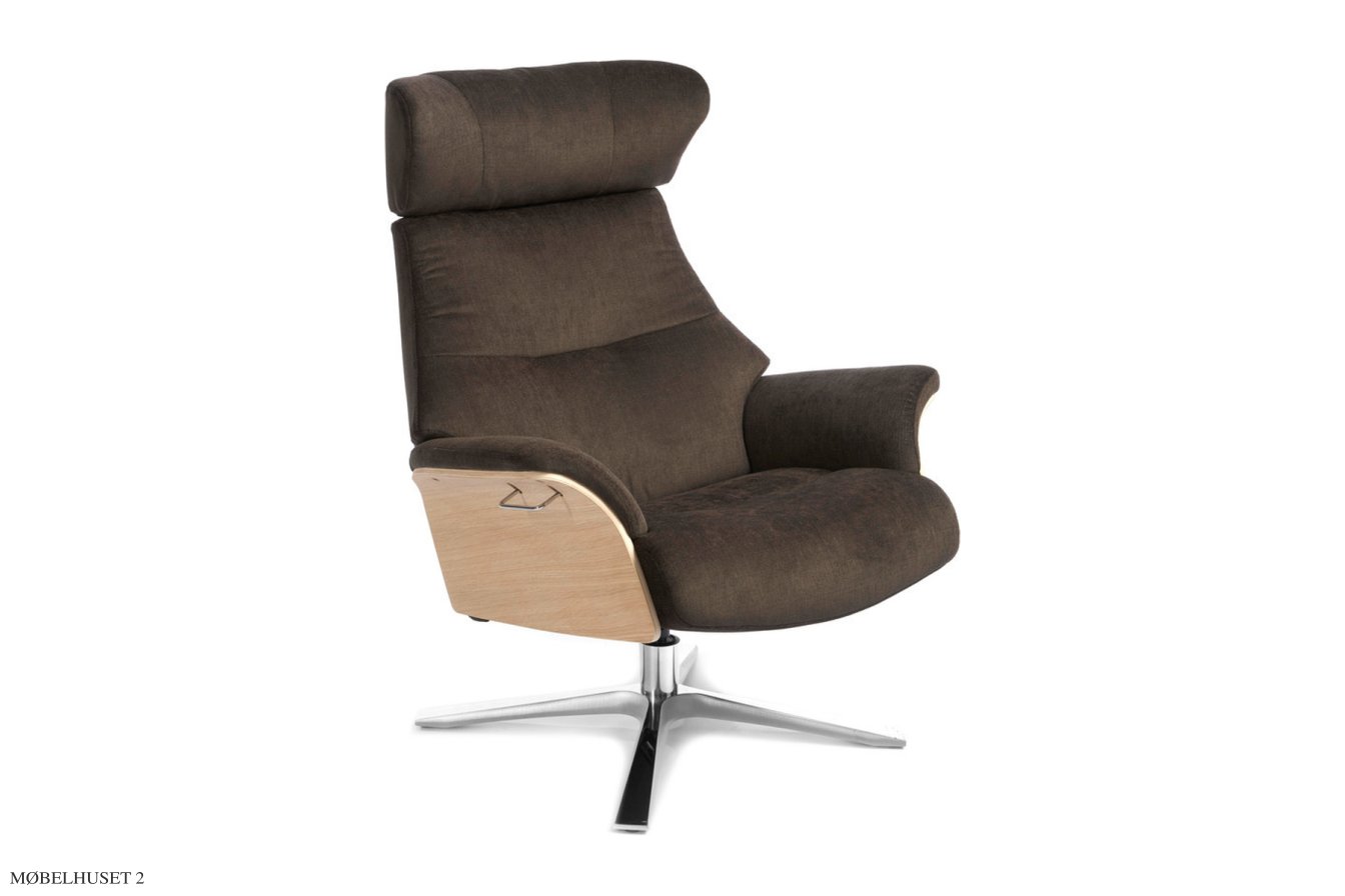 Air l�nestol, Eg ubehandlet, Quattro drejefod aluminium, Stof | Evita Coffee 43 | Conform