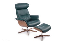 Timeout l�nestol, Valn�d, Drejefod tr�/aluminium, L�der | Bolzano Teal 46 | Conform