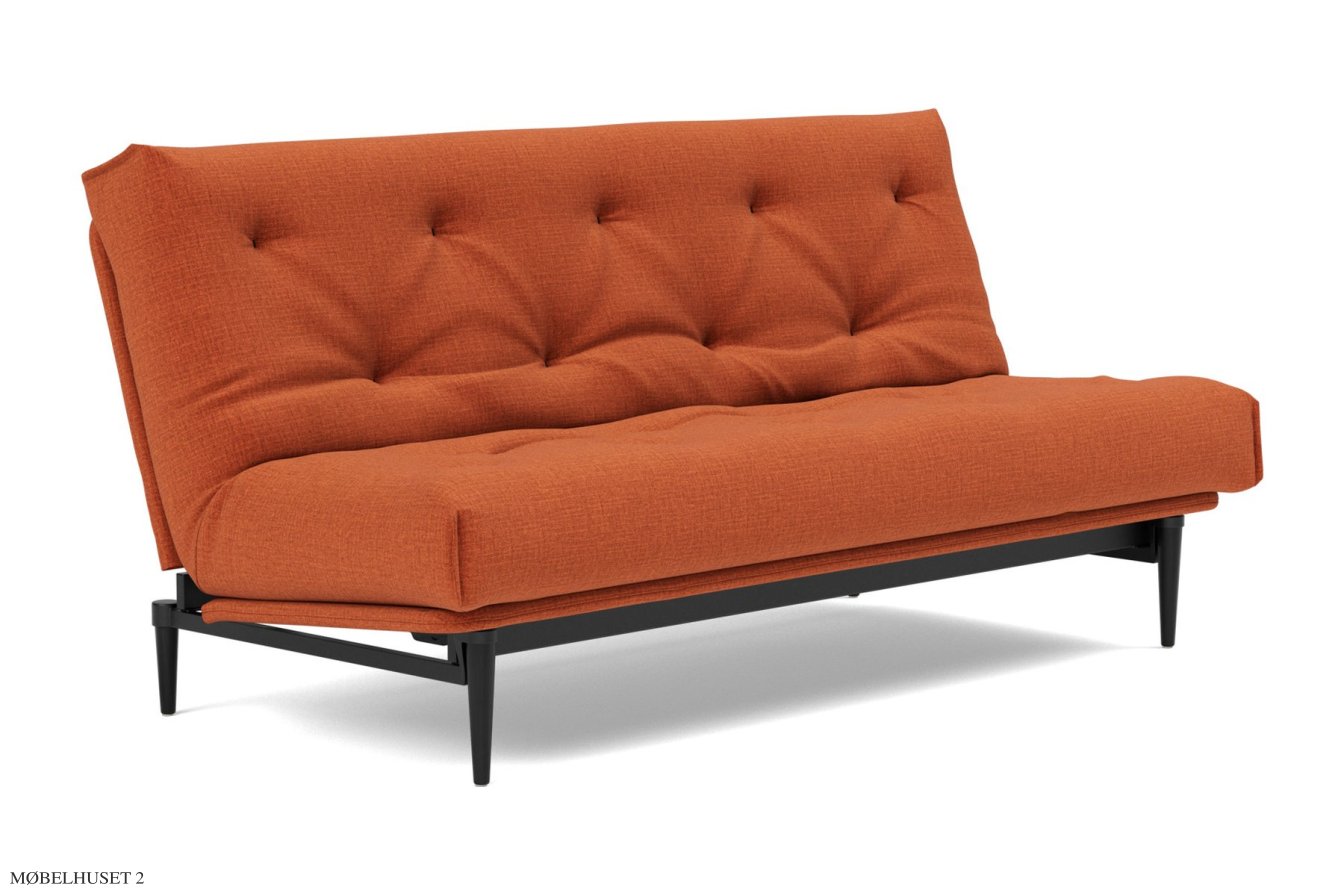 Colpus Schlafsofa, Schwarze Eiche / schwarzes Metall, Esina Rust Orange 412 | Innovation Living