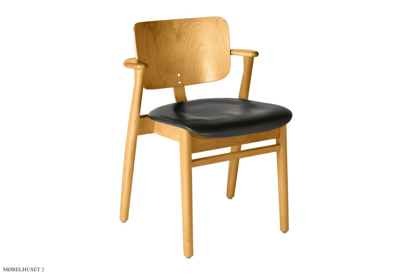 Domus Chair armstol, Birk Honey bejdse | s�de Prestige l�der sort | Artek