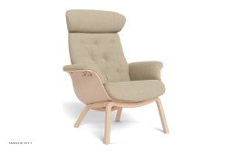 Timeout med indtr�kninger l�nestol, Eg ubehandlet, 4 ben i tr�, Stof | Etna Beige 62 | Conform
