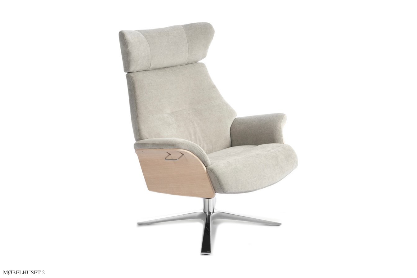 Air l�nestol, Eg ubehandlet, Quattro drejefod aluminium, Stof | Velvety Stone 73 | Conform