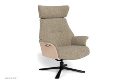 Air l�nestol, Eg ubehandlet, Quattro drejefod sort aluminium, Stof | Peri Nature 02 | Conform