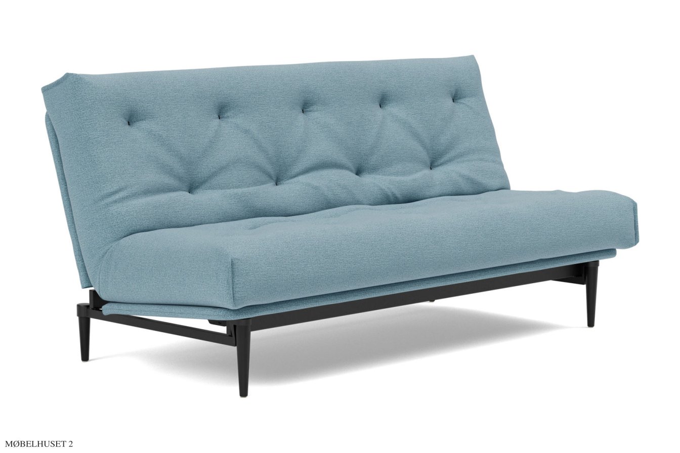 Colpus Schlafsofa, Schwarze Eiche / schwarzes Metall, Mixed Dance Light Blue 525 | Innovation Living