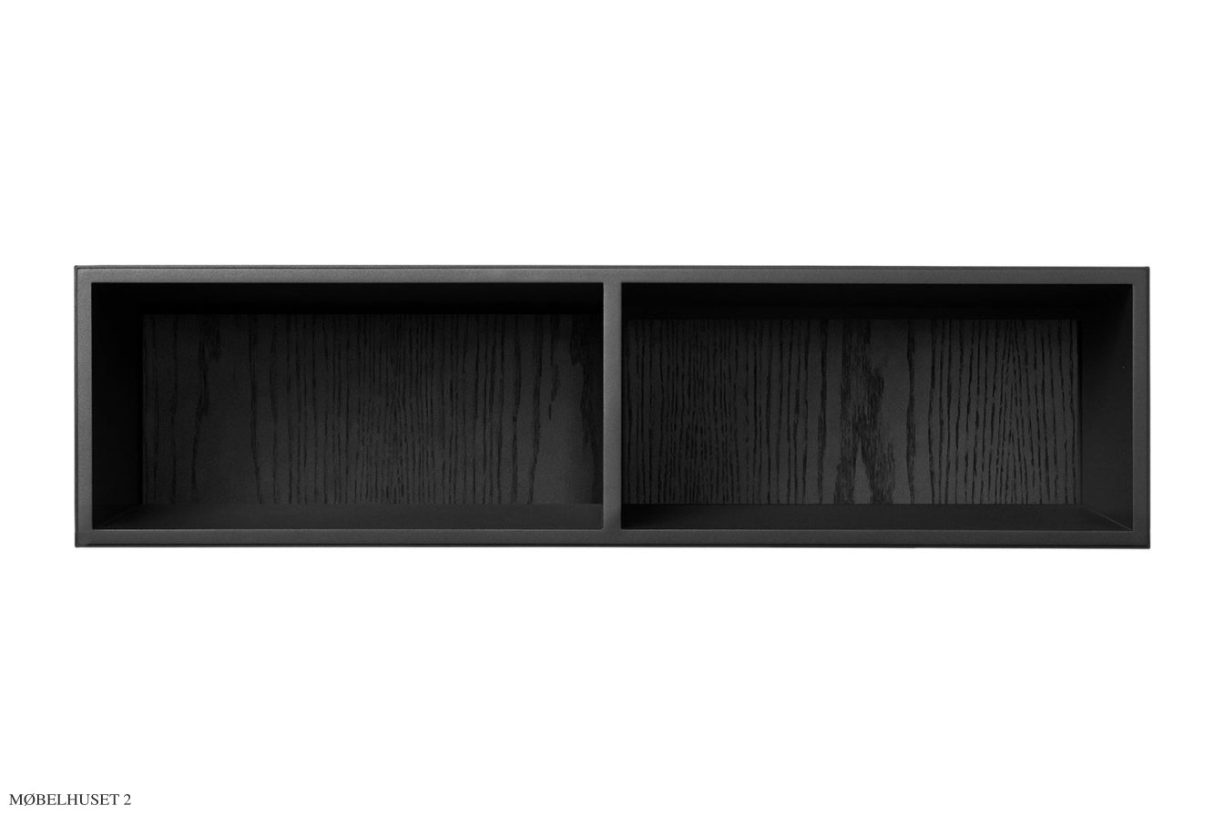 ATBO Halv hallway reol 18 x 70 med mellemside, 30 cm, Sortbejdset ask