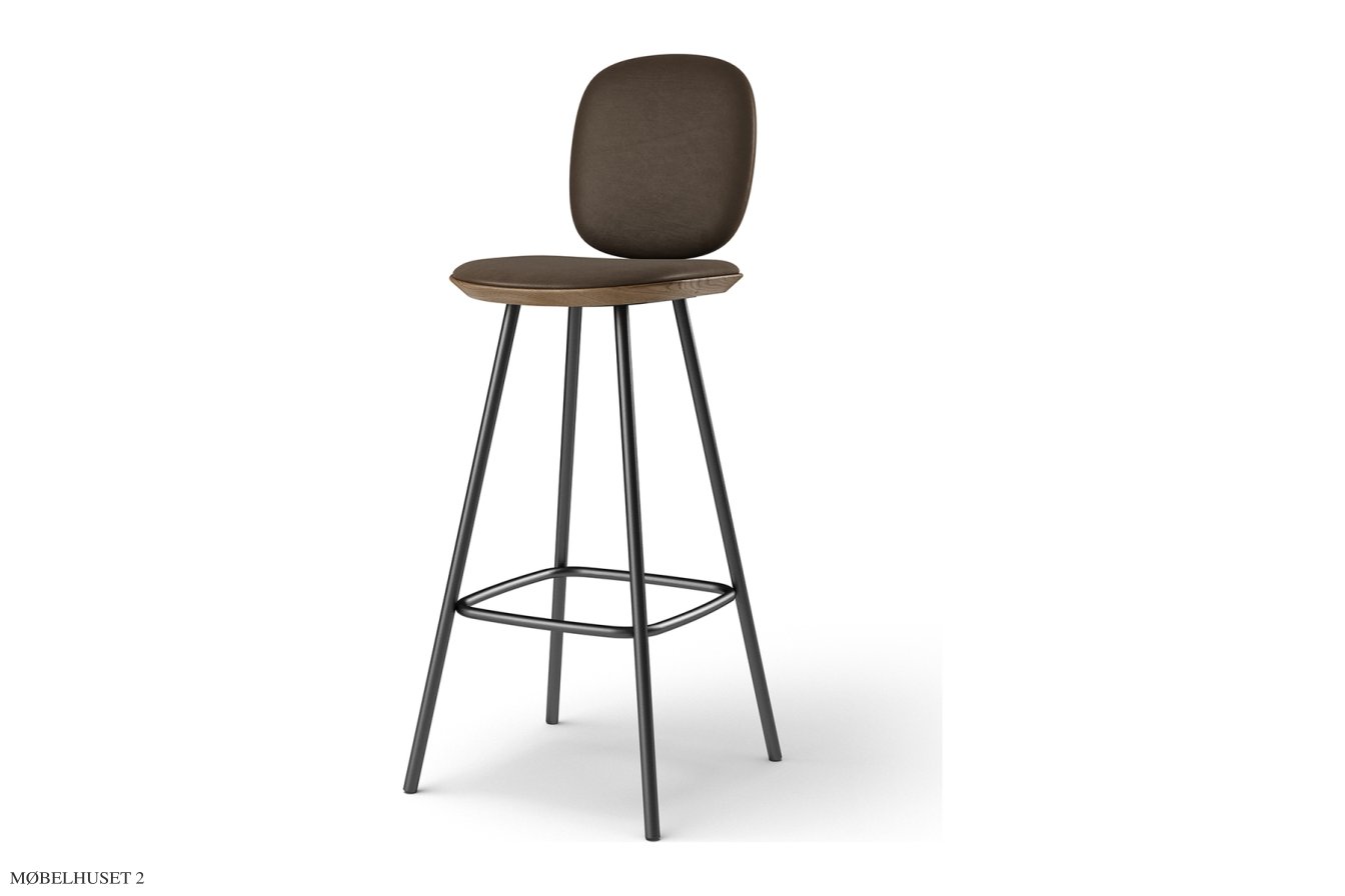 Pauline Comfort barstol, Barh�he 75 cm, Metallbeine, R�uchereiche ge�lt, Leder | Cinnamon | Brdr. Kr�ger