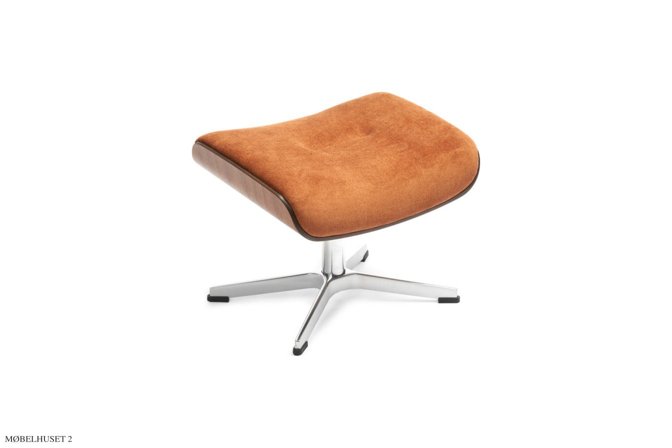 Timeout fodskammel, Valn�d, X-fod aluminium, Stof | Velvety Bronze 64 | Conform