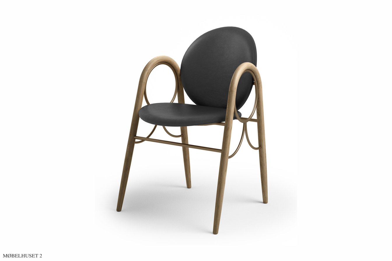 Arkade Chair, Eiche ge�lt, Leder | Black, Messinggestell | Brdr. Kr�ger