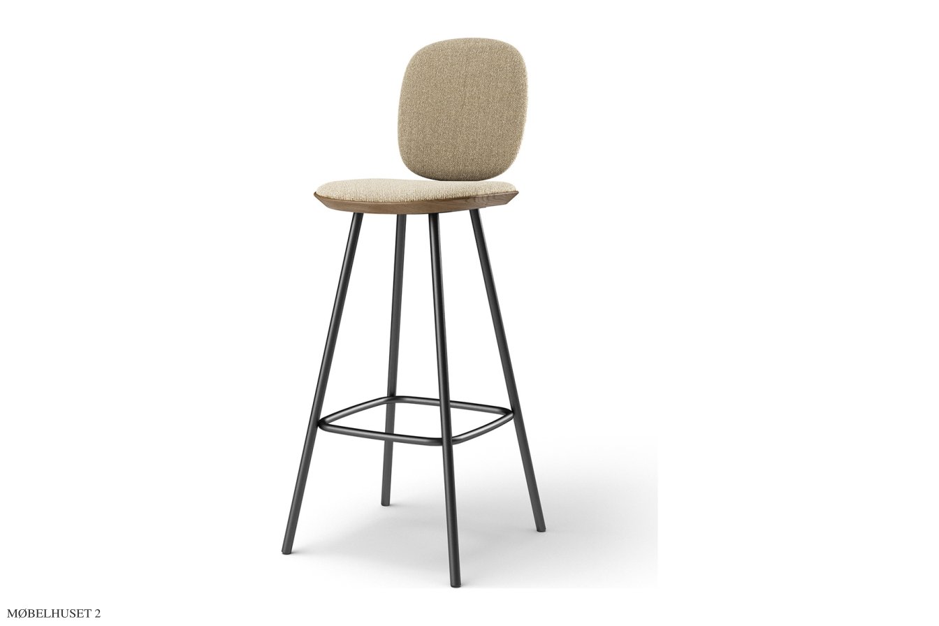 Pauline Comfort barstol, Barh�he 75 cm, Metallbeine, R�uchereiche ge�lt, Stoff | Cream (Kvadrat Moss) | Brdr. Kr�ger