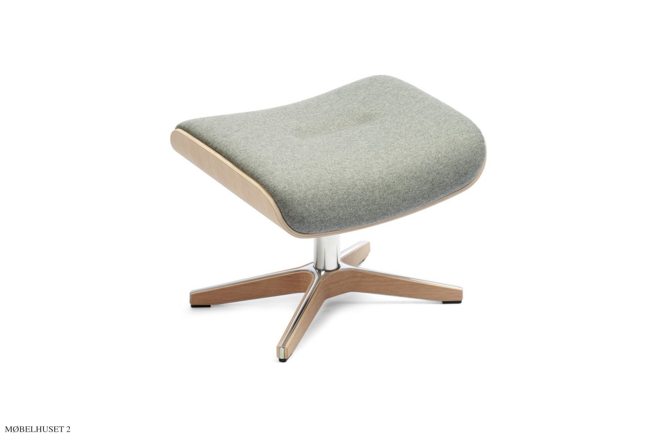 Timeout fodskammel, Eg ubehandlet, X-fod tr�/aluminium, Stof | Sheford Light grey 72 | Conform