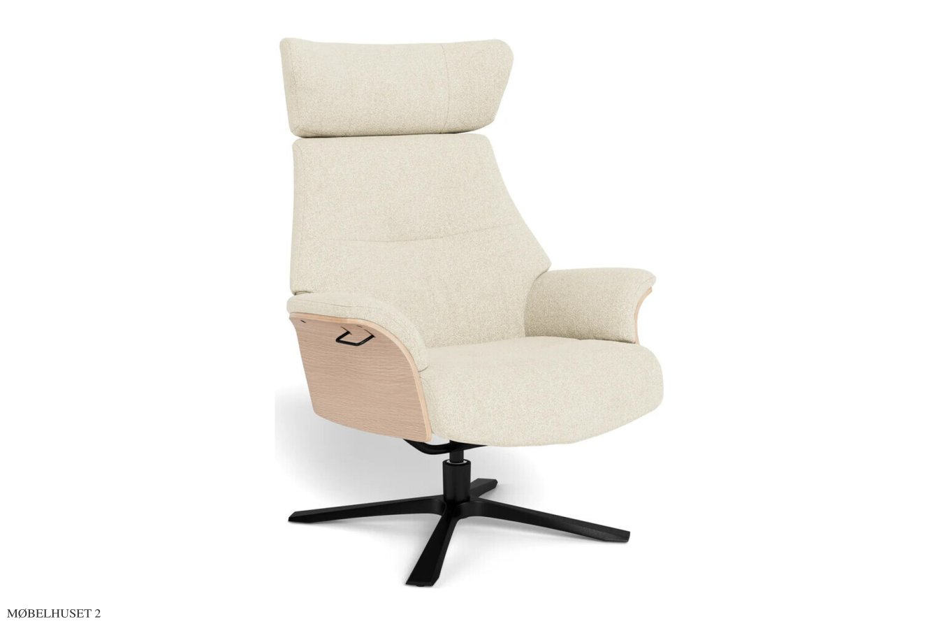 Air l�nestol, Eg ubehandlet, Quattro drejefod sort aluminium, Stof | Dolce Cream 03 | Conform