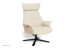 Air l�nestol, Eg ubehandlet, Quattro drejefod sort aluminium, Stof | Dolce Cream 03 | Conform