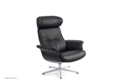Timeout l�nestol, Eg sortbejdset, Drejefod aluminium, L�der | Fantasy Black 89 | Conform