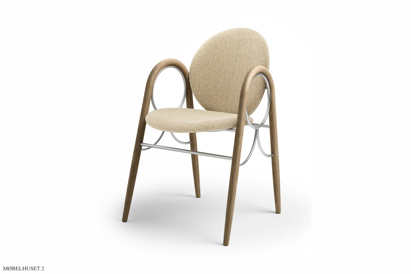 Arkade Chair, Eiche ge�lt, Stoff | Cream (Kvadrat Moss), Chromgestell | Brdr. Kr�ger