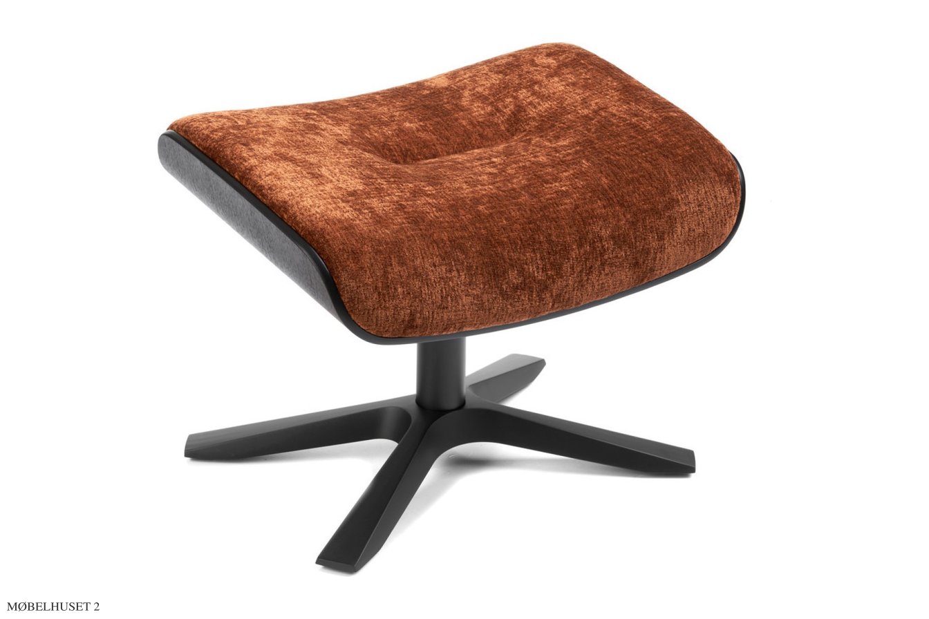 Timeout fodskammel, Eg sortbejdset, Quattro x-fod sort aluminium, Stof | Alice Bronze 19 | Conform