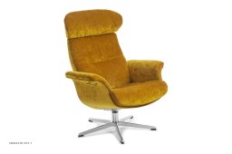 Timeout l�nestol, Helpolstret, Drejefod aluminium, Stof | Eros Mustard 17 | Conform