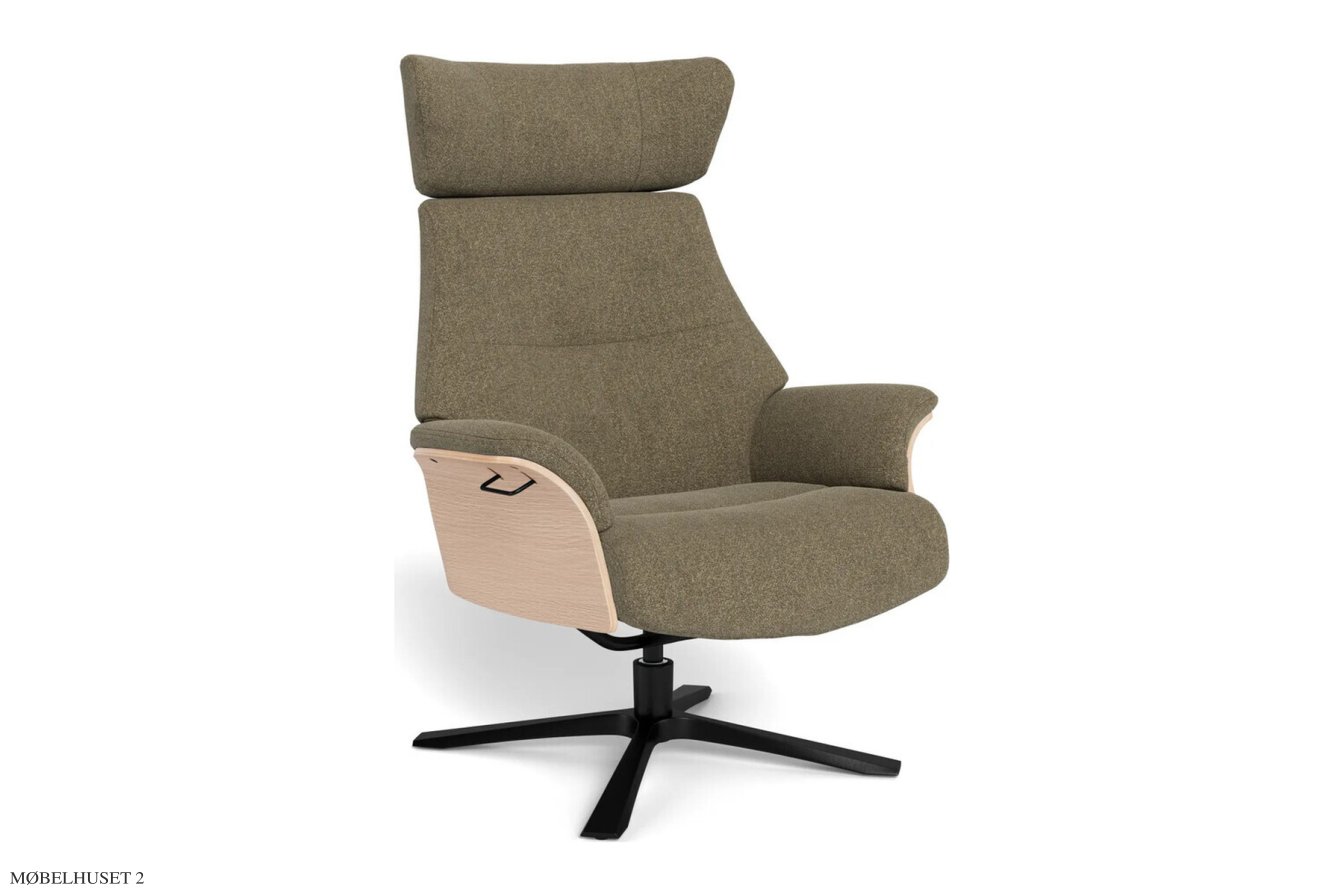 Air l�nestol, Eg ubehandlet, Quattro drejefod sort aluminium, Stof | Dolce Mole 63 | Conform
