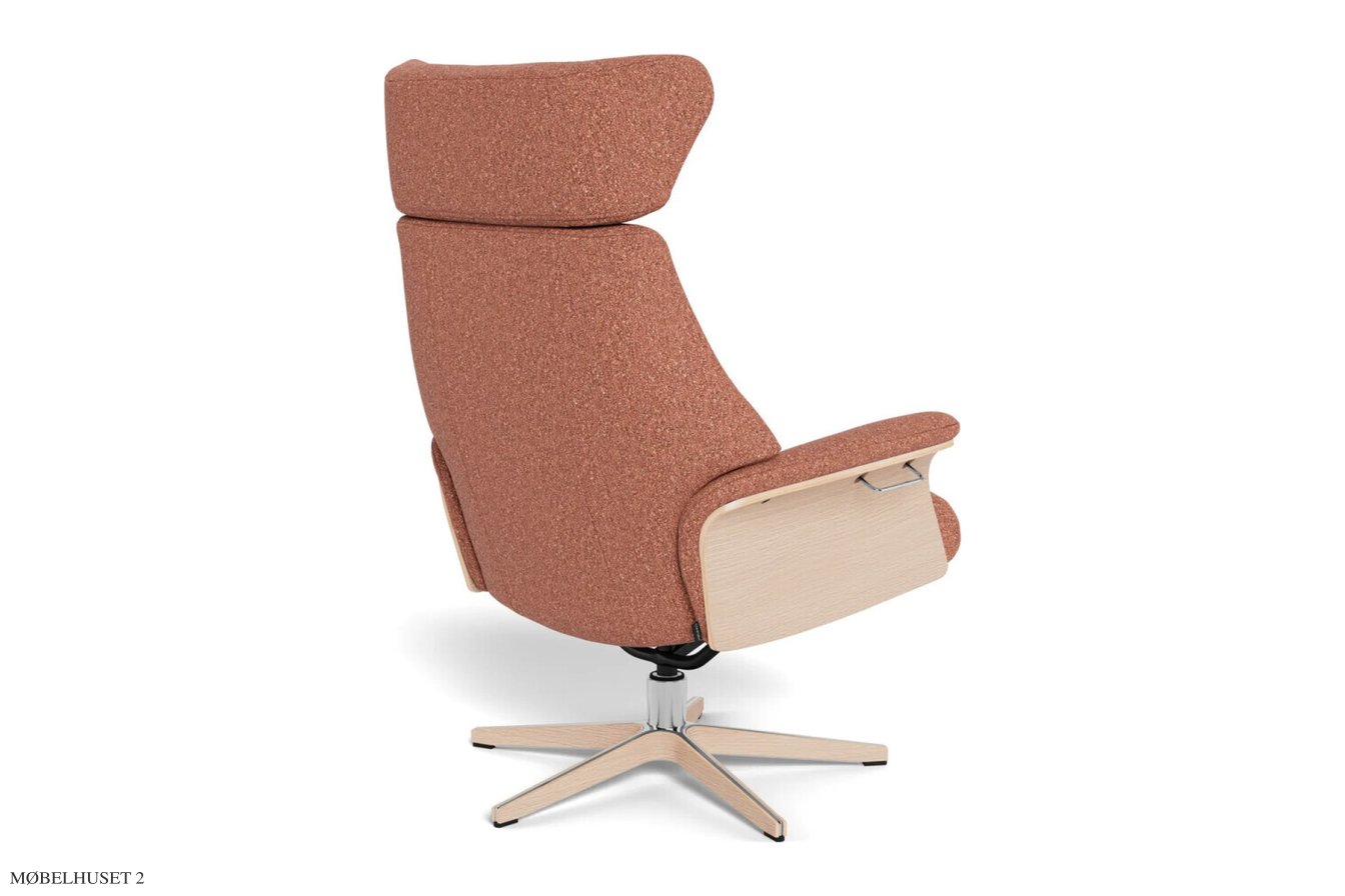 Air l�nestol, Eg ubehandlet, Drejefod tr�/aluminium, Stof | Denali Peach 32 | Conform