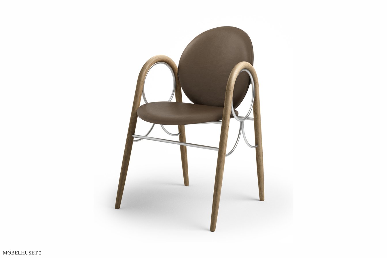 Arkade Chair, Eiche ge�lt, Leder | Cinnamon, Chromgestell | Brdr. Kr�ger