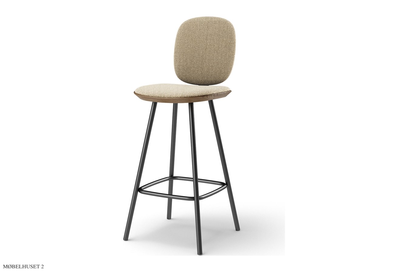 Pauline Comfort barstol, Thekenh�he 65 cm, Metallbeine, R�uchereiche ge�lt, Stoff | Cream (Kvadrat Moss) | Brdr. Kr�ger