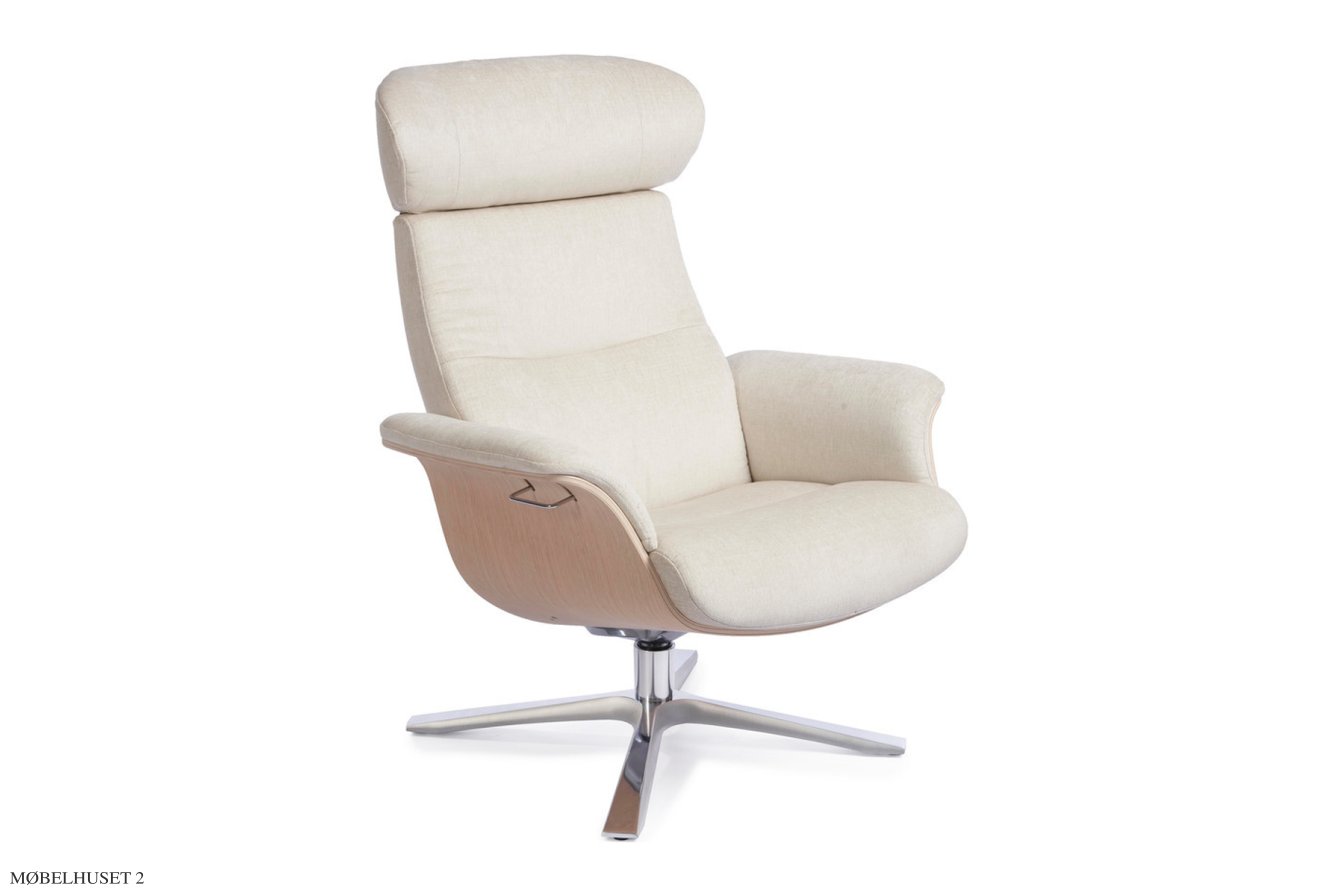 Timeout l�nestol, Eg ubehandlet, Quattro drejefod aluminium, Stof | Evita Pearl 02 | Conform