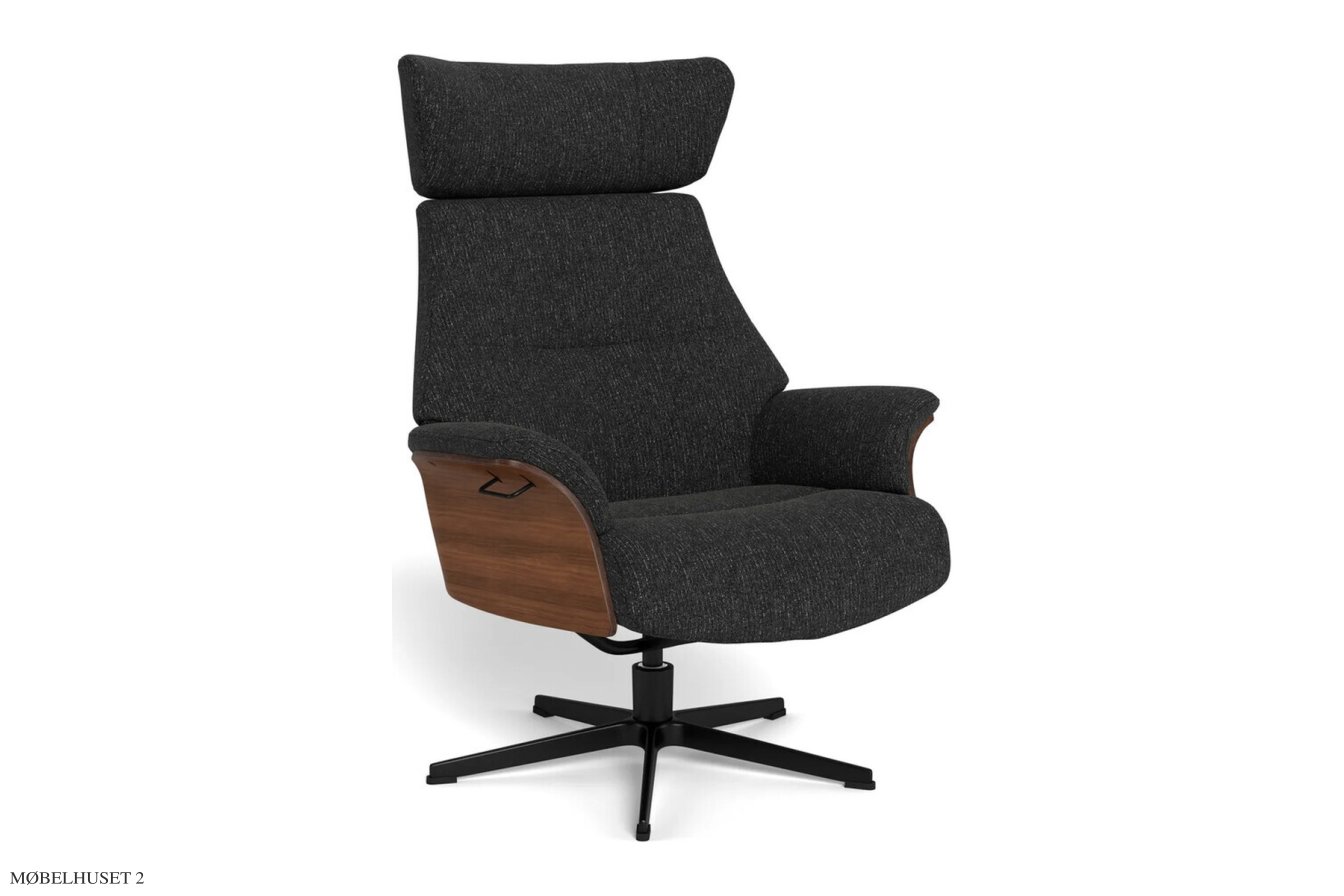 Air l�nestol, Valn�d, Drejefod sort aluminium, Stof | Alta Black 89 | Conform