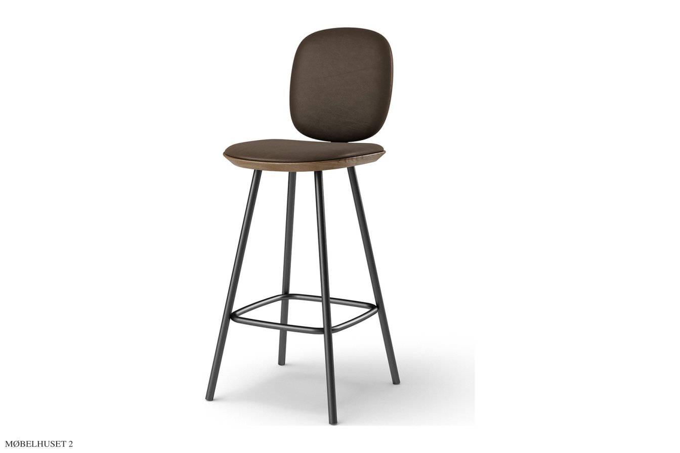 Pauline Comfort barstol, Thekenh�he 65 cm, Metallbeine, R�uchereiche ge�lt, Leder | Cinnamon | Brdr. Kr�ger